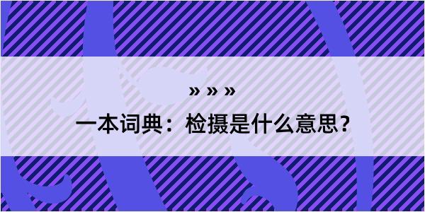 一本词典：检摄是什么意思？