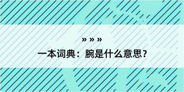 一本词典：腕是什么意思？