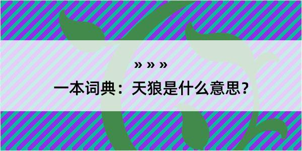 一本词典：天狼是什么意思？