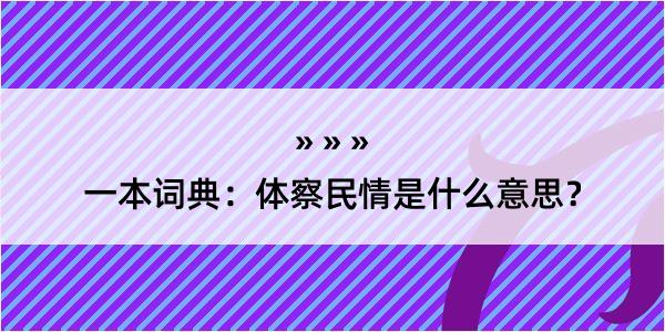 一本词典：体察民情是什么意思？