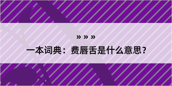 一本词典：费唇舌是什么意思？