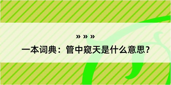 一本词典：管中窥天是什么意思？