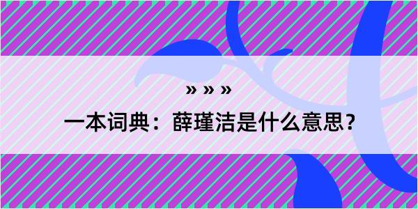 一本词典：薛瑾洁是什么意思？