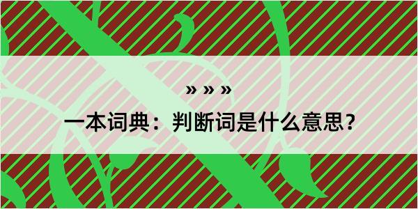 一本词典：判断词是什么意思？