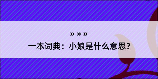 一本词典：小娘是什么意思？