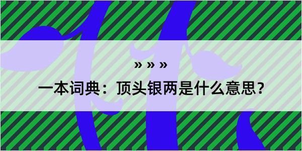 一本词典：顶头银两是什么意思？