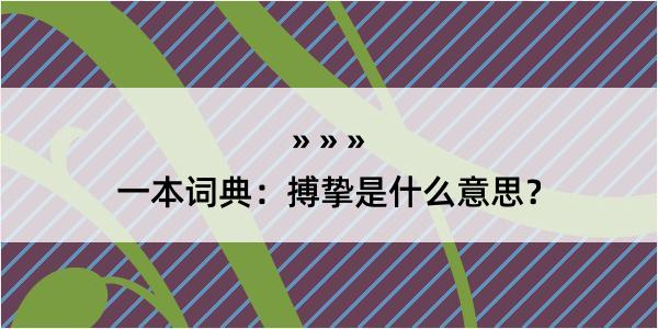 一本词典：搏挚是什么意思？