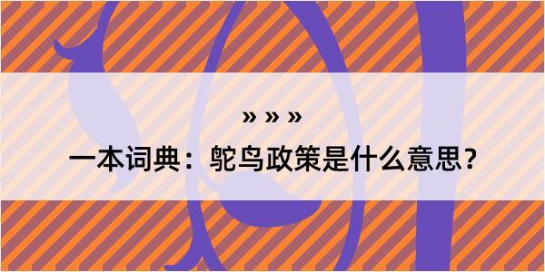 一本词典：鸵鸟政策是什么意思？