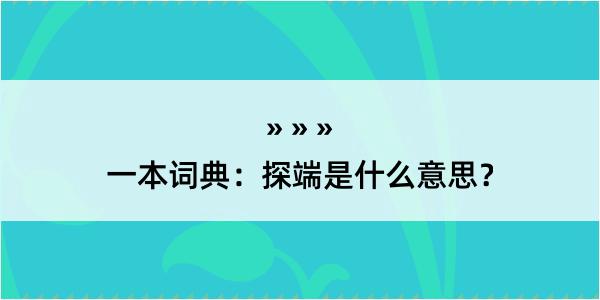 一本词典：探端是什么意思？