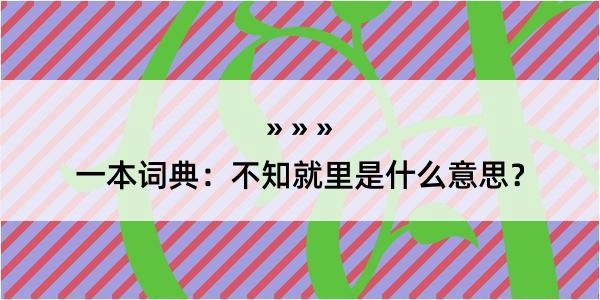 一本词典：不知就里是什么意思？