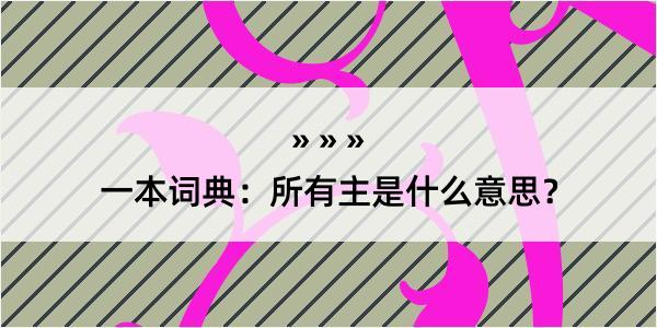 一本词典：所有主是什么意思？