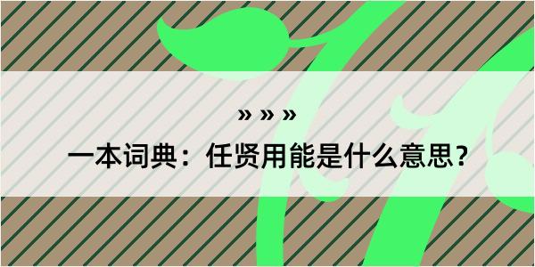 一本词典：任贤用能是什么意思？