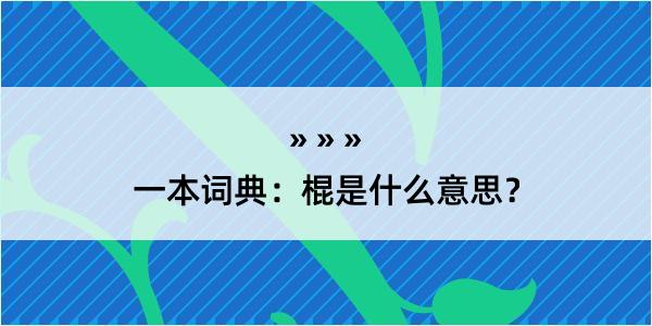 一本词典：棍是什么意思？