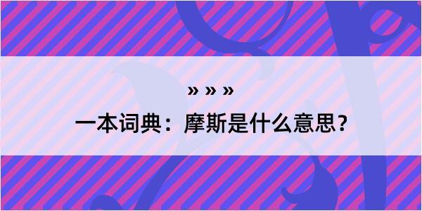 一本词典：摩斯是什么意思？