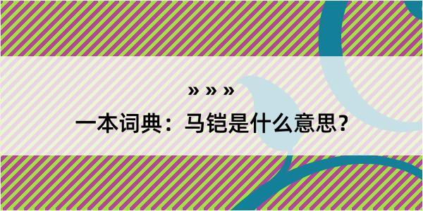 一本词典：马铠是什么意思？