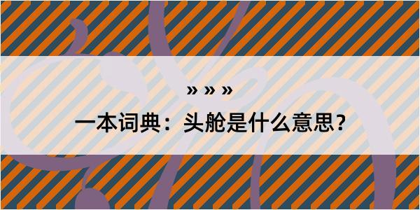 一本词典：头舱是什么意思？