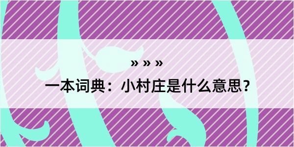 一本词典：小村庄是什么意思？