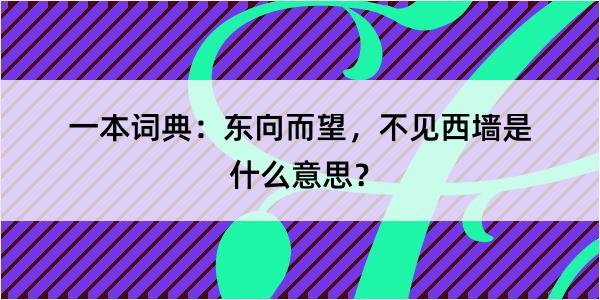 一本词典：东向而望，不见西墙是什么意思？