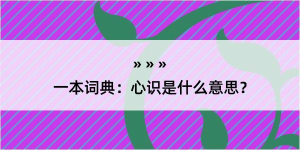 一本词典：心识是什么意思？