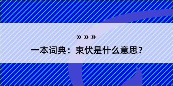 一本词典：束伏是什么意思？