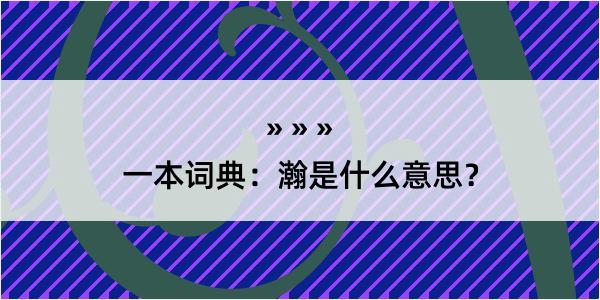 一本词典：瀚是什么意思？