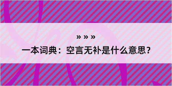 一本词典：空言无补是什么意思？