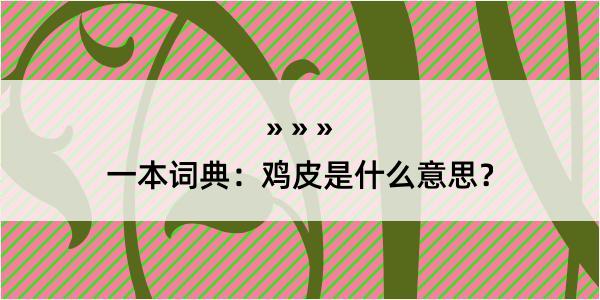 一本词典：鸡皮是什么意思？