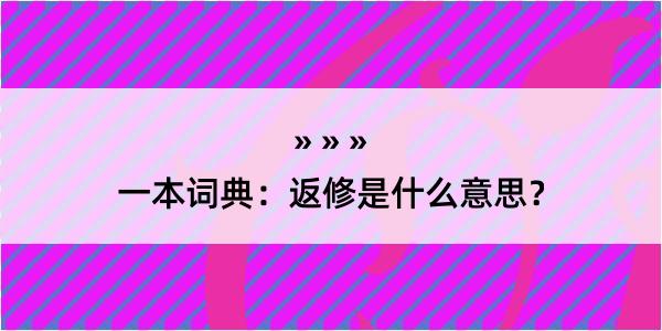 一本词典：返修是什么意思？