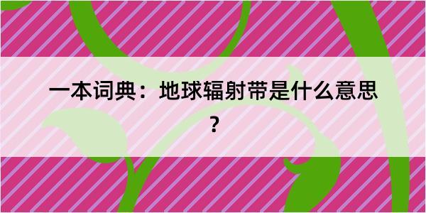 一本词典：地球辐射带是什么意思？