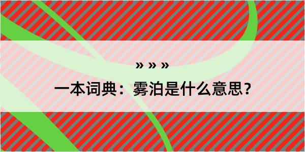 一本词典：雾泊是什么意思？