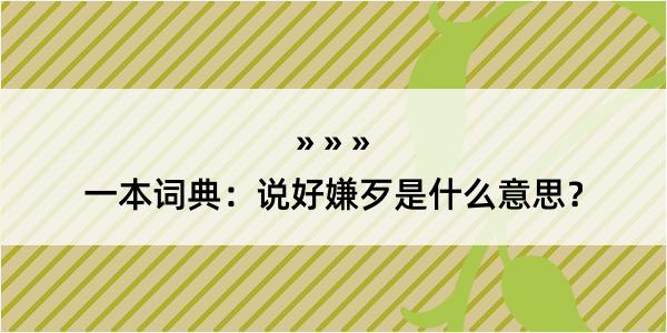 一本词典：说好嫌歹是什么意思？