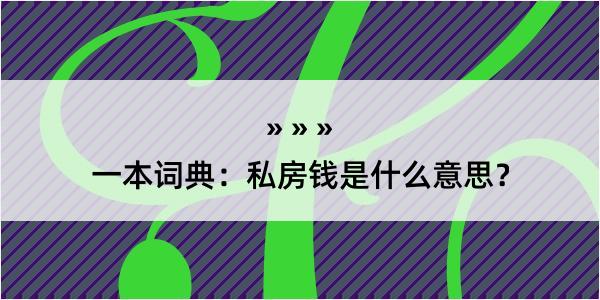 一本词典：私房钱是什么意思？