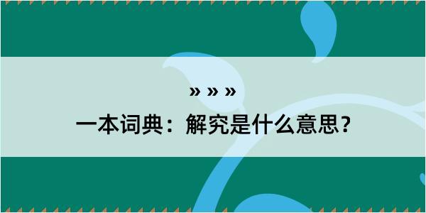 一本词典：解究是什么意思？