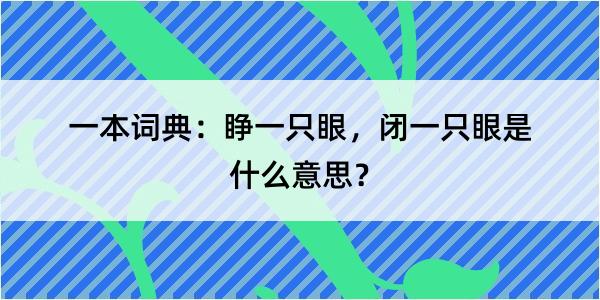 一本词典：睁一只眼，闭一只眼是什么意思？