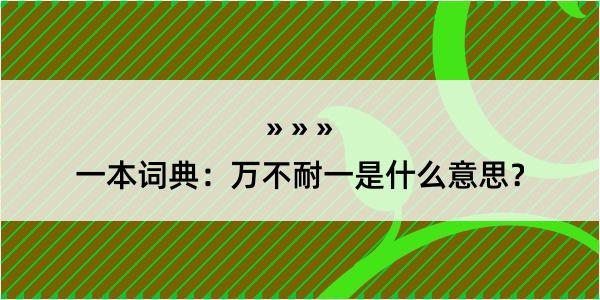 一本词典：万不耐一是什么意思？