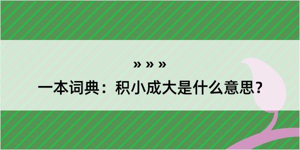 一本词典：积小成大是什么意思？