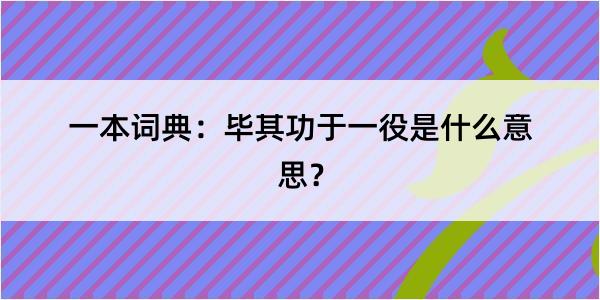 一本词典：毕其功于一役是什么意思？