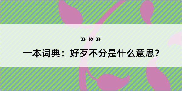 一本词典：好歹不分是什么意思？