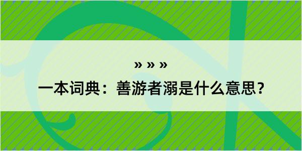 一本词典：善游者溺是什么意思？