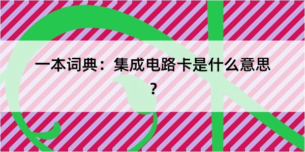 一本词典：集成电路卡是什么意思？