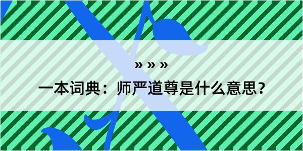 一本词典：师严道尊是什么意思？