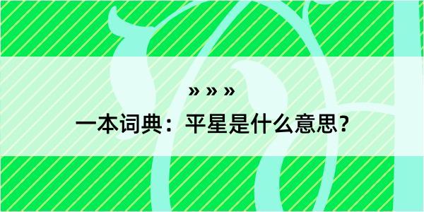 一本词典：平星是什么意思？