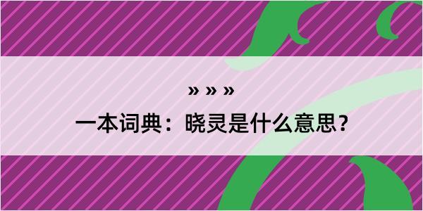 一本词典：晓灵是什么意思？