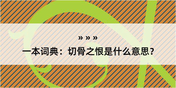 一本词典：切骨之恨是什么意思？