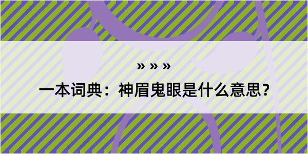 一本词典：神眉鬼眼是什么意思？