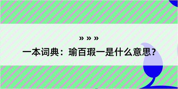 一本词典：瑜百瑕一是什么意思？