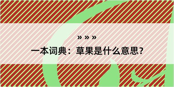 一本词典：草果是什么意思？