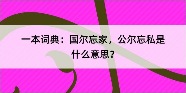 一本词典：国尔忘家，公尔忘私是什么意思？