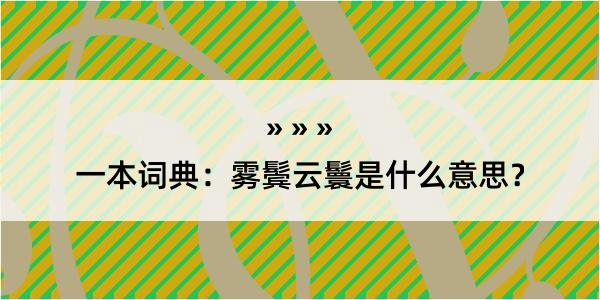 一本词典：雾鬓云鬟是什么意思？