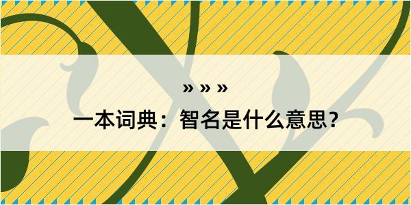 一本词典：智名是什么意思？